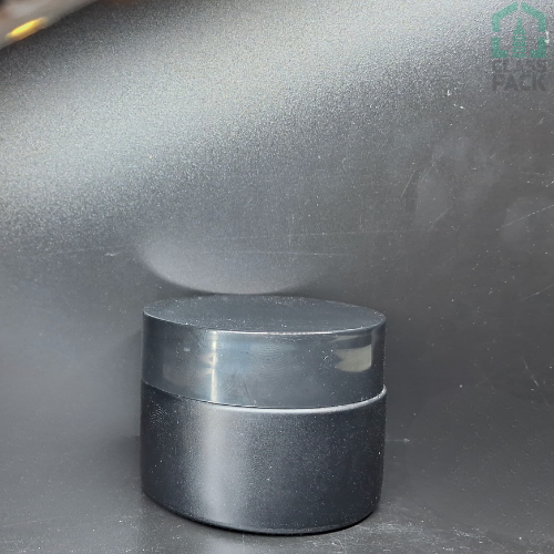 50gm Cosmetic jar Black Matt with Black cap