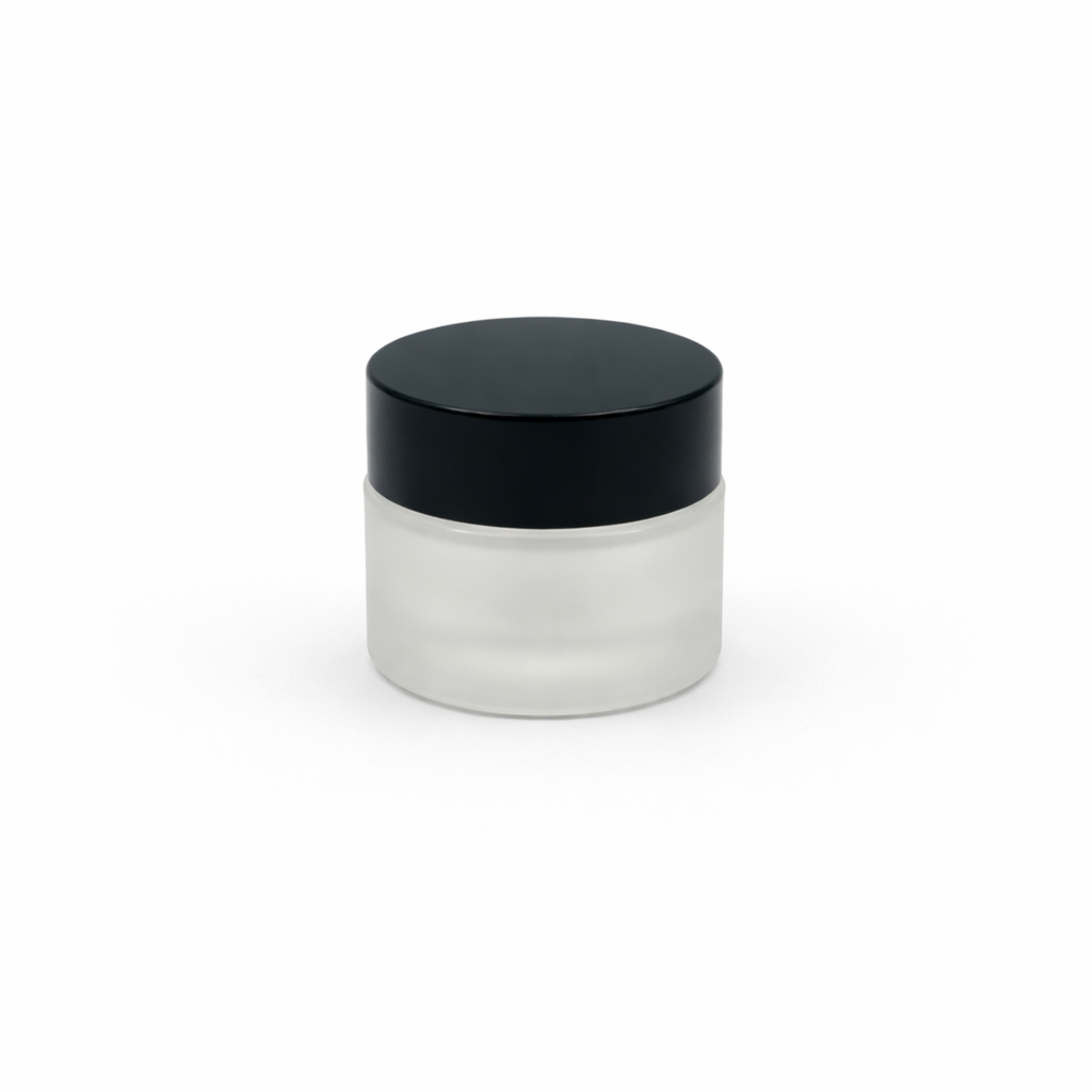 10gm Frosted Cosmetic jar with Black cap