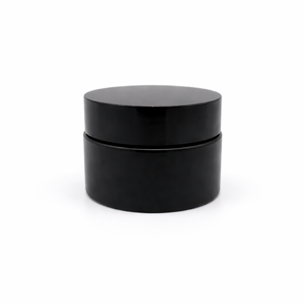 30gm Cosmetic Black Matt jar with Black cap