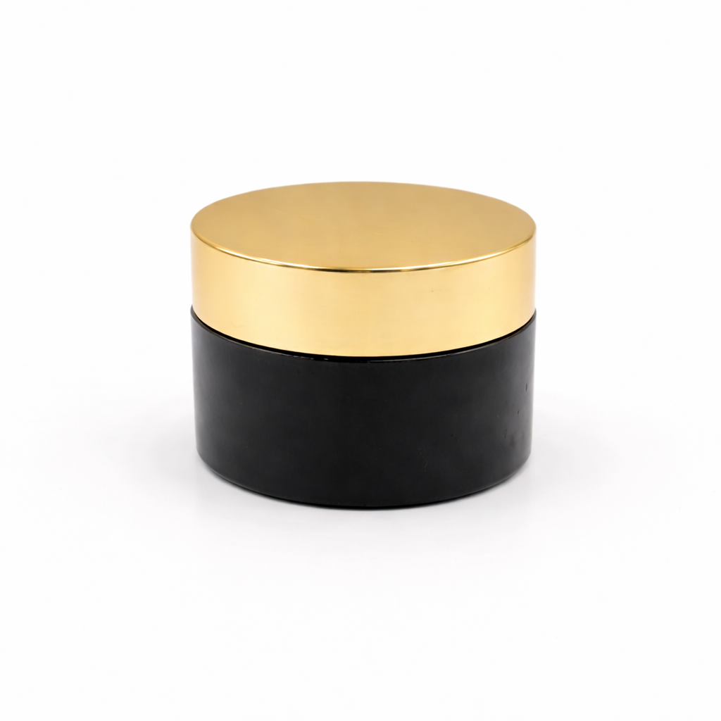30gm Cosmetic jar - Black Matt with Gold cap