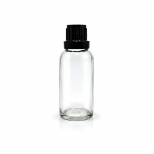 30ml Clear Dropper Bottles – Euro Cap & Insert – Black