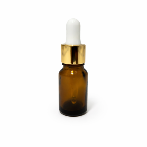 10ml Amber Dropper Bottle -Gold Cap & White Teet