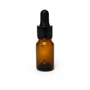 10ml Amber Dropper Bottle -Shiny Black Cap & Black Teet