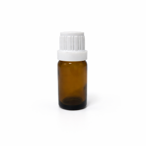 10ml Amber Dropper Bottle -Euro Cap & Insert - White