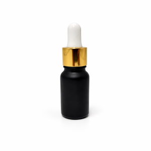 10ml Black Matt Dropper Bottles -Gold Cap & White Teet