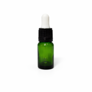 10ml Green Dropper Bottles – Flat Black Cap with Seal & WhiteTeet