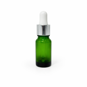 10ml Green Dropper Bottles – Silver Cap & White Teet