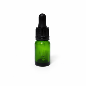 10ml Green Dropper Bottles – Flat Black Cap with Seal & Black Teet