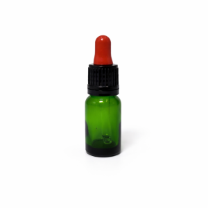 10ml Green Dropper Bottles – Flat Black Cap with Seal & Red Teet