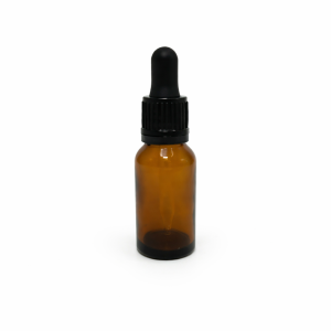 15ml Amber Dropper Bottle – Flat Black Cap with Seal & Black Teet