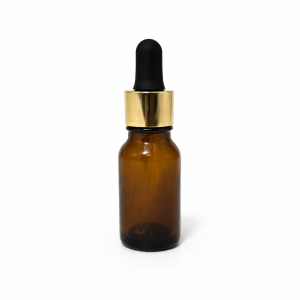 15ml Amber Dropper Bottle – Gold Cap & Black Teet