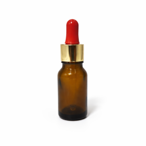 15ml Amber Dropper Bottle – Gold Cap & Red Teet