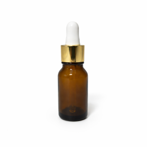 15ml Amber Dropper Bottle – Gold Cap & White Teet