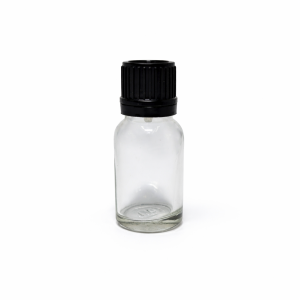15ml Clear Dropper Bottle – Flat Cap & Insert – Black