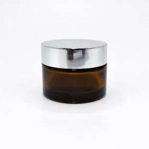 30gm Cosmetic jar - Amber with Silver cap