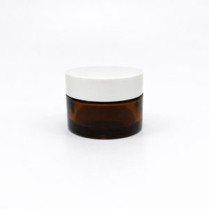 30gm Cosmetic Amber jar with White cap