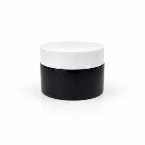 30gm Cosmetic Black Matt jar with White cap