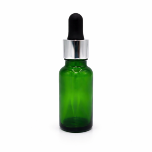 20ml Green Dropper Bottle – Silver Cap & Black Teet