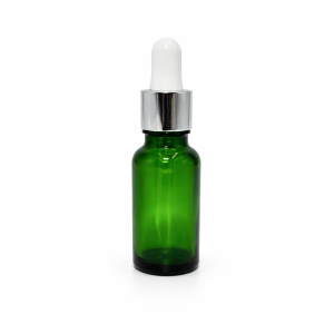 20ml Green Dropper Bottle – Silver Cap & White Teet