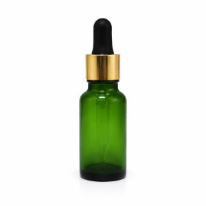 20ml Green Dropper Bottle – Gold Cap & Black Teet