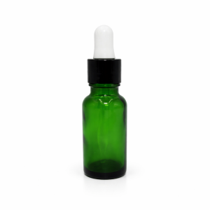20ml Green Dropper Bottle – Shiny Black Cap & White Teet