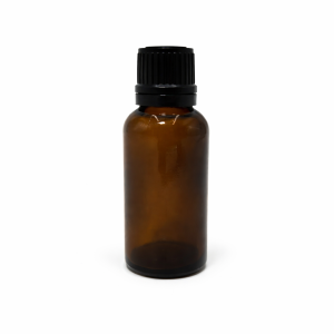 30ml Amber Dropper Bottle – Euro Cap & Insert – Black
