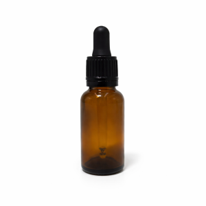 30ml Amber Dropper Bottle – Flat Black Cap with Seal & Black Teet