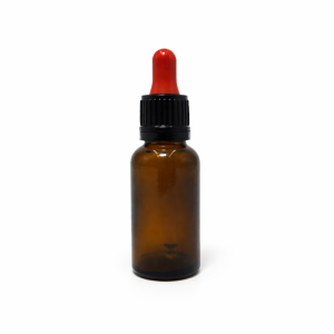 30ml Amber Dropper Bottle – Flat Black Cap with Seal & Red Teet