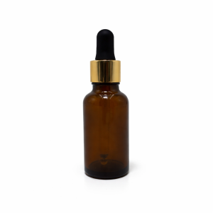 30ml Amber Dropper Bottle – Gold Cap & Black Teet