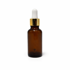 30ml Amber Dropper Bottle – Gold Cap & White Teet