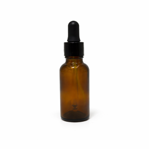30ml Amber Dropper Bottle – Shiny Black Cap & Black Teet
