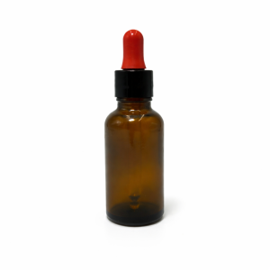 30ml Amber Dropper Bottle – Shiny Black Cap & Red Teet