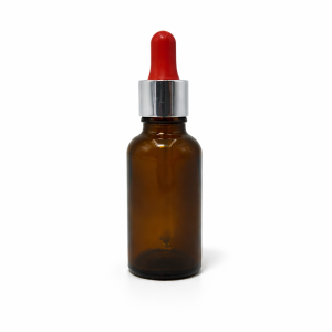 30ml Amber Dropper Bottle – Silver Cap & Red Teet