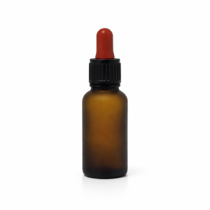 30ml Amber Frosted Dropper Bottle – Flat Black Cap with Seal & Red Teet