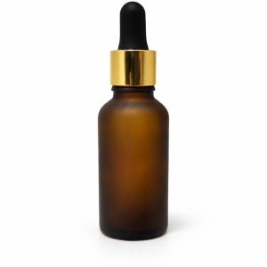 30ml Amber Frosted Dropper Bottle – Gold Cap & Black Teet