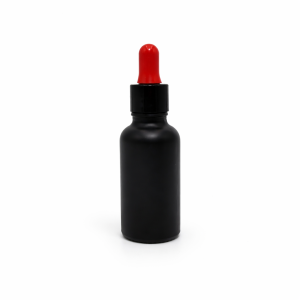 30ml Black Matt Dropper Bottles – Shiny Black Cap & White Teet