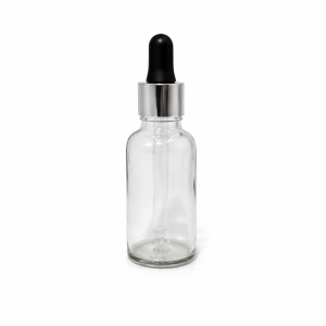 30ml Clear Dropper Bottles – Silver Cap & Black Teet