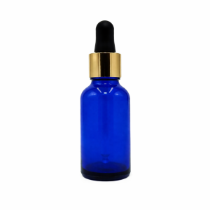 30ml Blue Dropper Bottles – Gold Cap & Black Teet