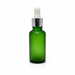 30ml Green Matt Dropper Bottles – Silver Cap & White Teet