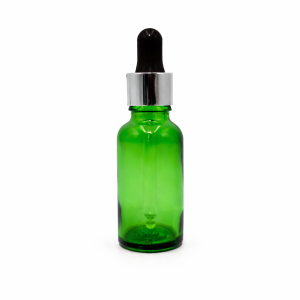30ml Green Dropper Bottles – Silver Cap & Black Teet