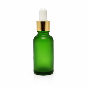 30ml Green Matt Dropper Bottles – Gold Cap & White Teet