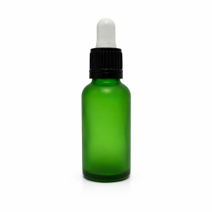 30ml Green Matt Dropper Bottles – Shiny Black Cap & White Teet