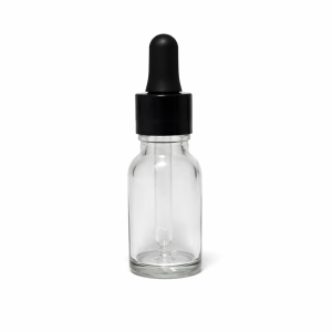 15ml Clear Dropper Bottle – Shiny Black Cap & Black Teet