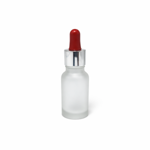 15ml Clear Frosted Dropper Bottle – Silver Cap & Red Teet