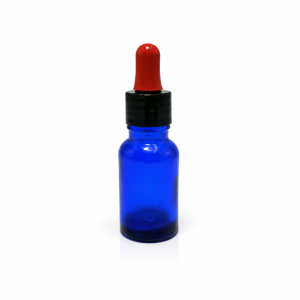 15ml Blue Dropper Bottle – Shiny Black Cap & Red Teet