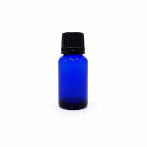 20ml Blue Dropper Bottle – Flat Cap & Insert – Black