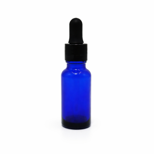 20ml Blue Dropper Bottle – Shiny Black Cap & Black Teet