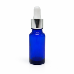20ml Blue Dropper Bottle – Silver Cap & White Teet