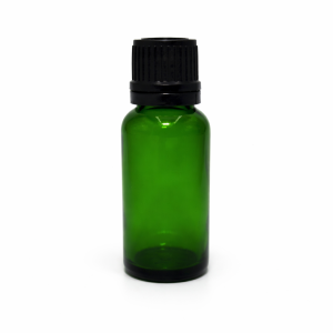 20ml Green Dropper Bottle – Flat Cap & Insert – Black