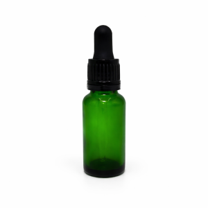 20ml Green Dropper Bottle – Flat Black Cap with Seal & Black Teet